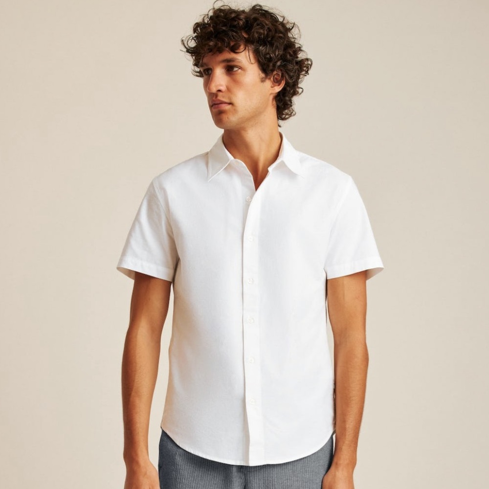 Bonobos Riviera Short Sleeve Shirt in White Oxford, Slim, Large, NWT